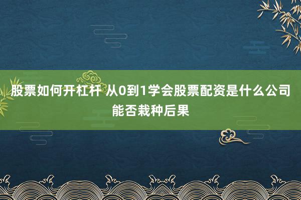 股票如何开杠杆 从0到1学会股票配资是什么公司能否栽种后果