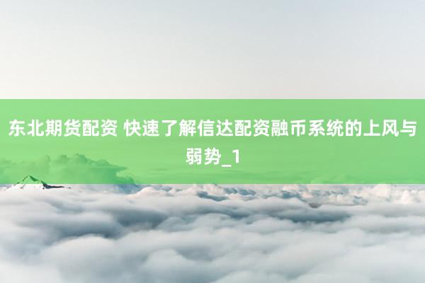 东北期货配资 快速了解信达配资融币系统的上风与弱势_1